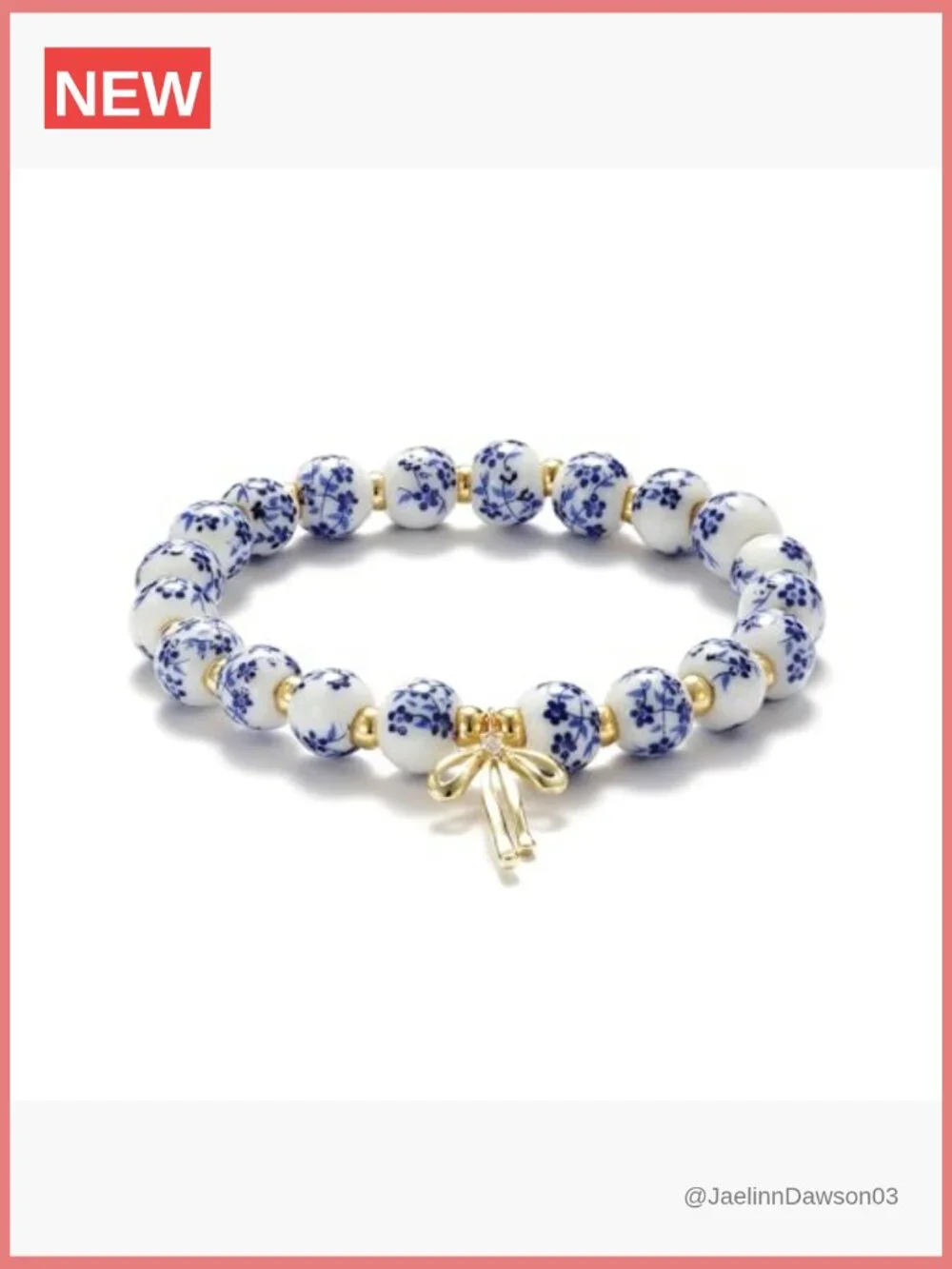 Vintage Bow Charm Stretch Beaded Bracelet Romantic Dainty Jewelry
